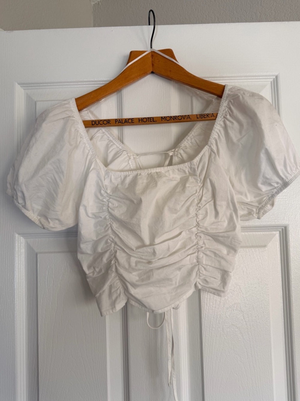 T.J.Maxx Ruched Puff-Sleeve Off-Shoulder Crop Top Size M